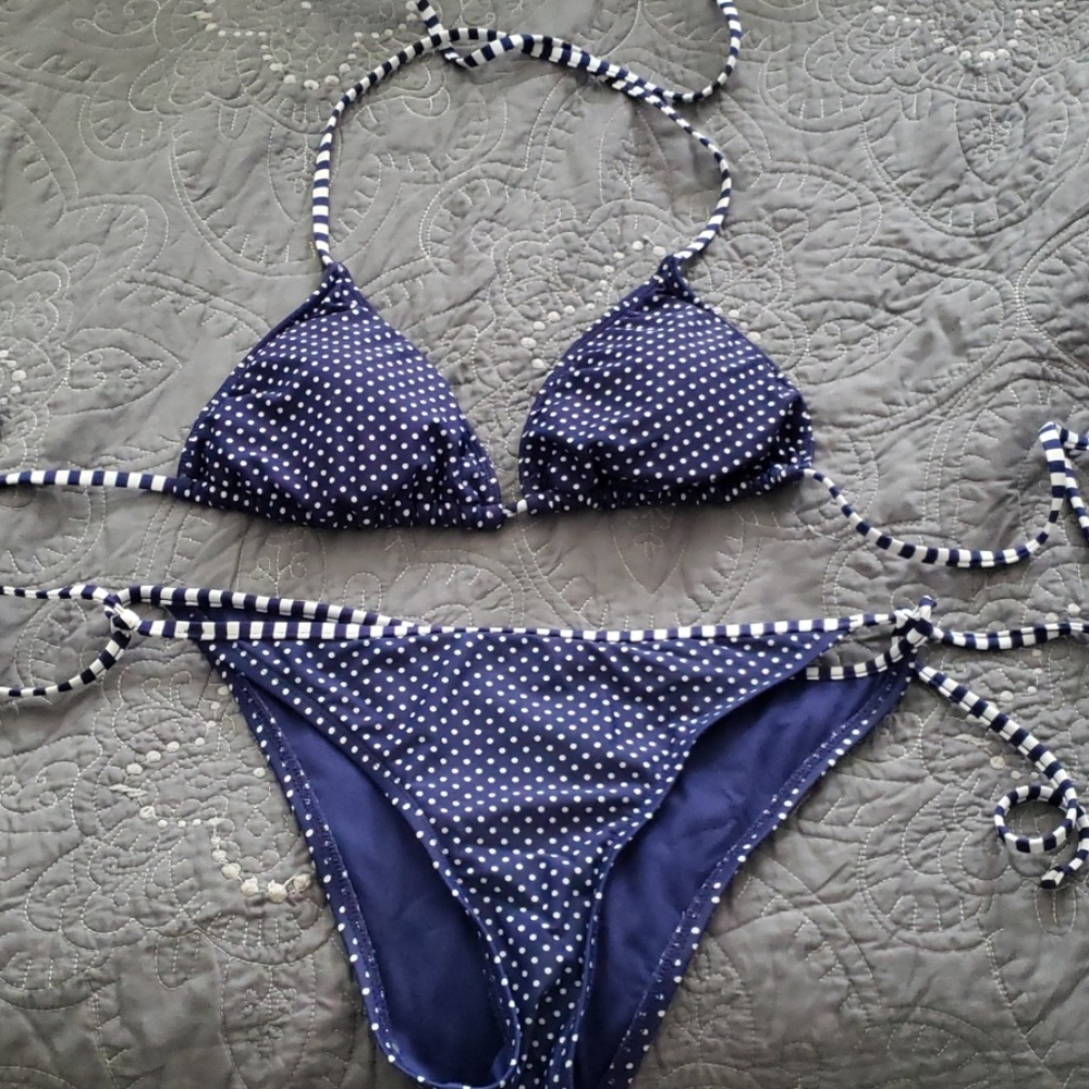 Blue polka dot bikini